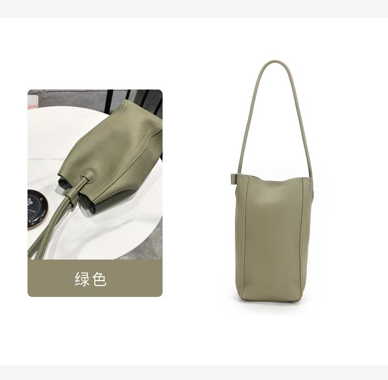 Top-Grain Full-Grain Cowhide Shoulder leather Toast Bucket Bag genuine leather women's shoulder bag
