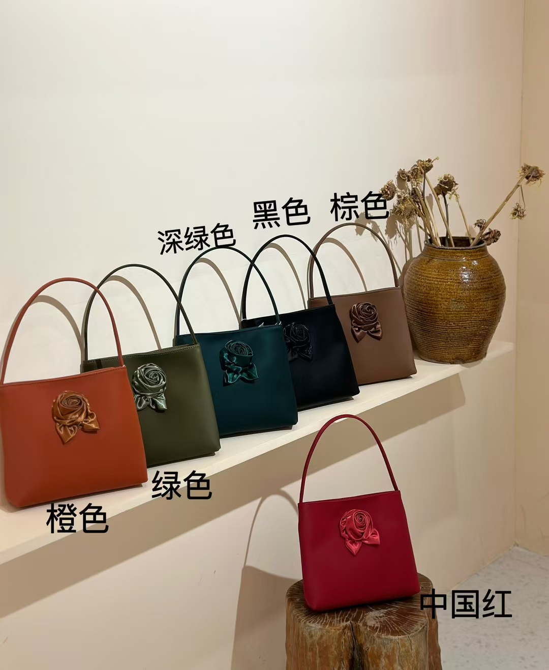 Silk-Textured Cowhide 3D Floral Vintage Handbag Vintage Chinese national style Bag Embroidered Bag