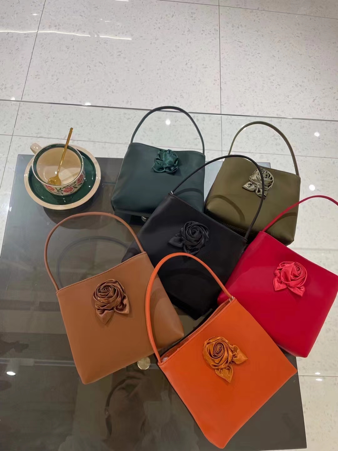 Silk-Textured Cowhide 3D Floral Vintage Handbag Vintage Chinese national style Bag Embroidered Bag