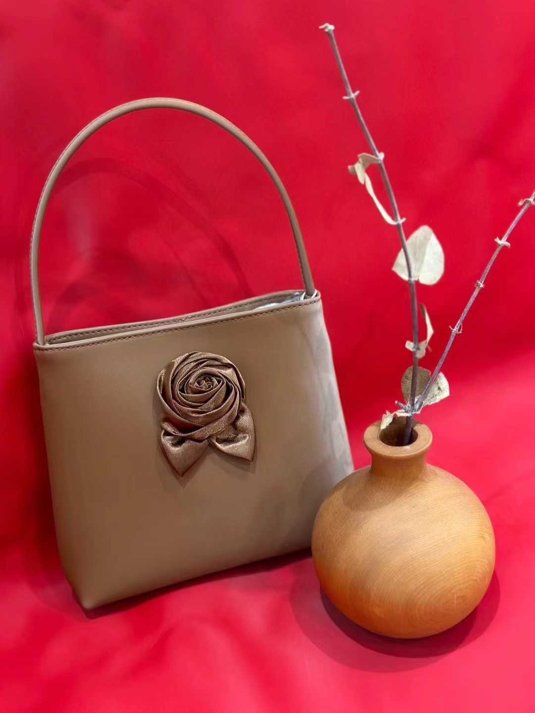 Silk-Textured Cowhide 3D Floral Vintage Handbag Vintage Chinese national style Bag Embroidered Bag