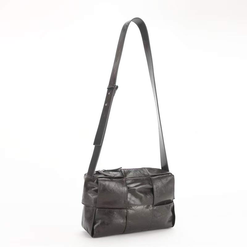 Top-Grain Oil-Waxed Cowhide Woven genuine leather Women's shoulder bag Crossbody Bag