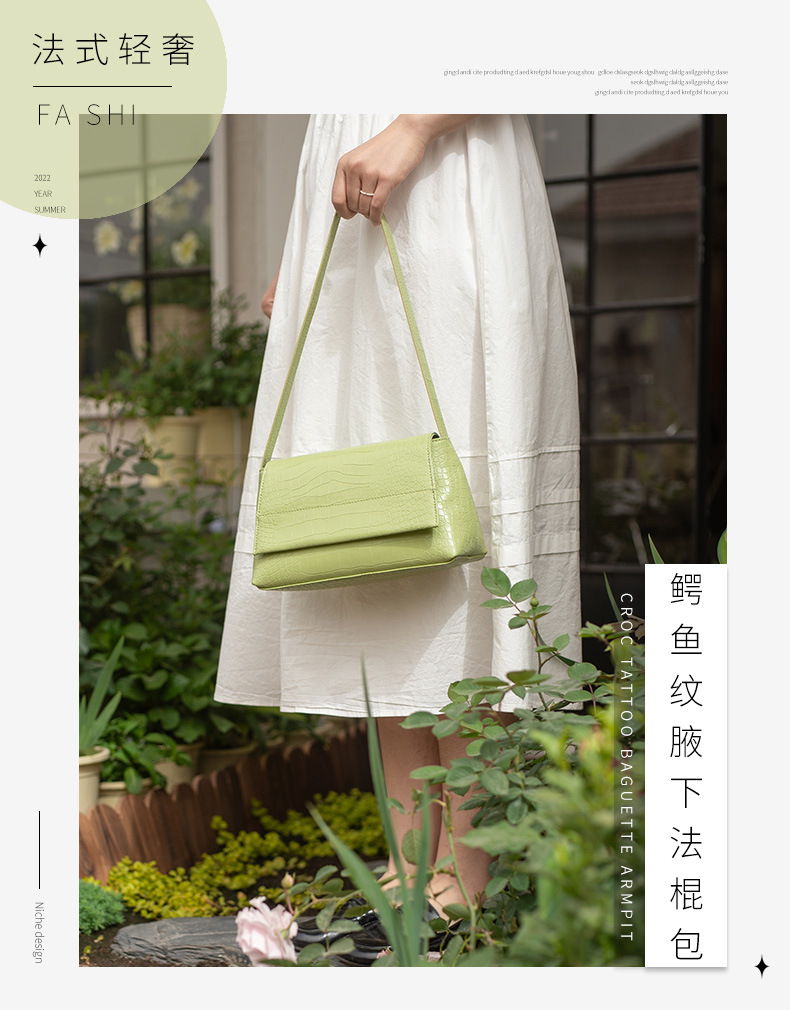 Top-Grain Cowhide Crocodile Embossed genuine leather Shoulder Bag for women fashion bag