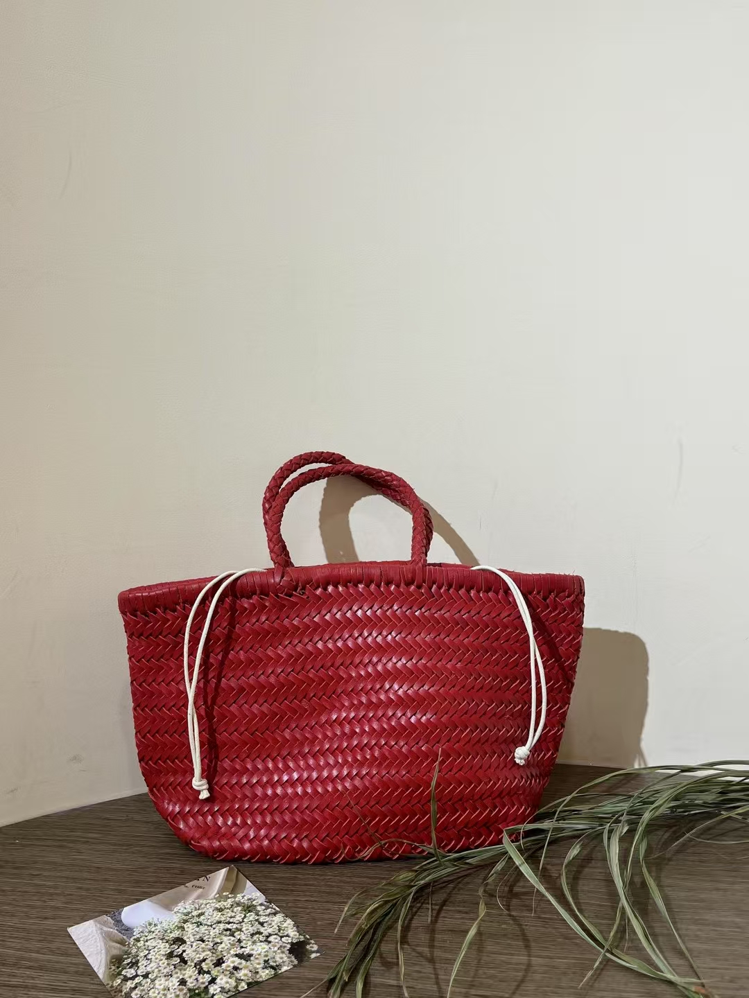 Top-Grain Cowhide Fully Handwoven Basket Tote Bag large capacity genuine leather handbag shoulder bag