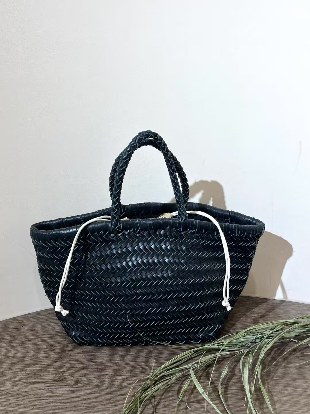 Top-Grain Cowhide Fully Handwoven Basket Tote Bag large capacity genuine leather handbag shoulder bag