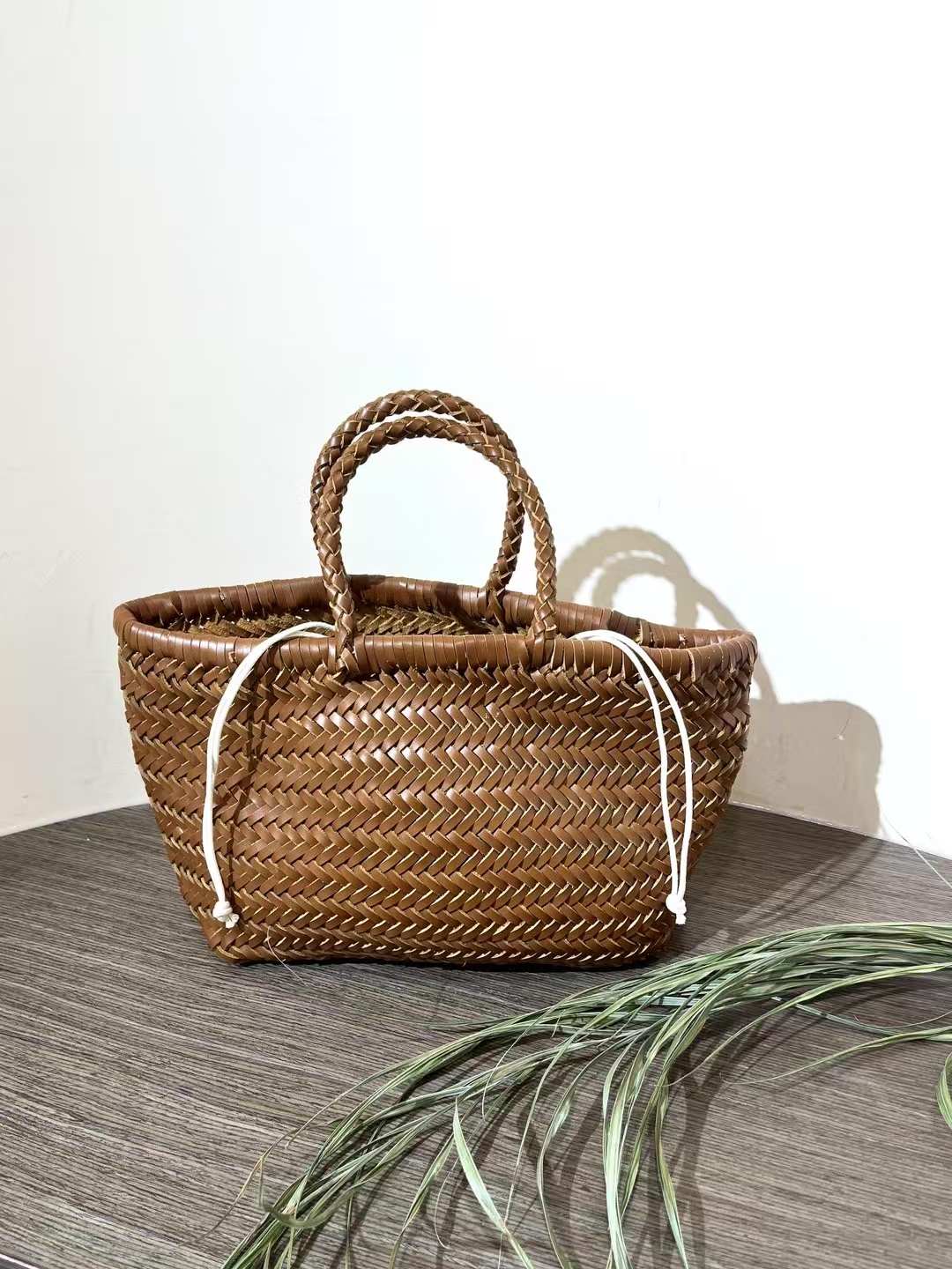 Top-Grain Cowhide Fully Handwoven Basket Tote Bag large capacity genuine leather handbag shoulder bag