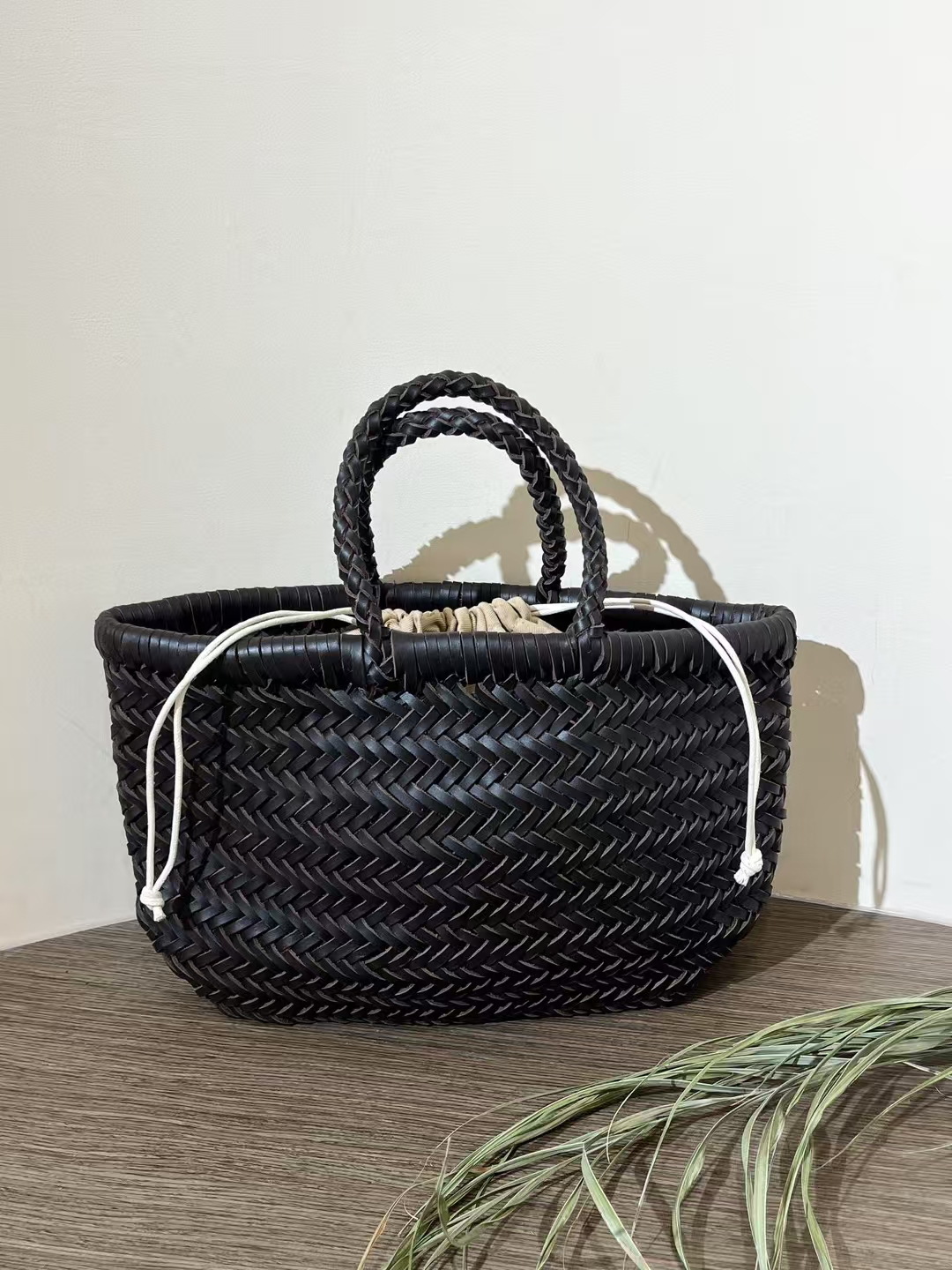 Top-Grain Cowhide Fully Handwoven Basket Tote Bag large capacity genuine leather handbag shoulder bag