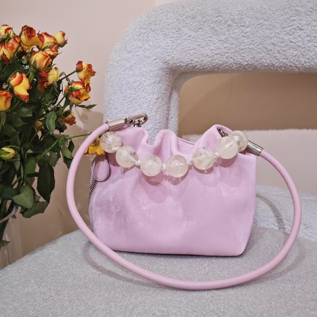 Velvet-Satin Cowhide Cloud Bag genuine leather Vintage Bag Mini Shoulder Bag for Women evening bag