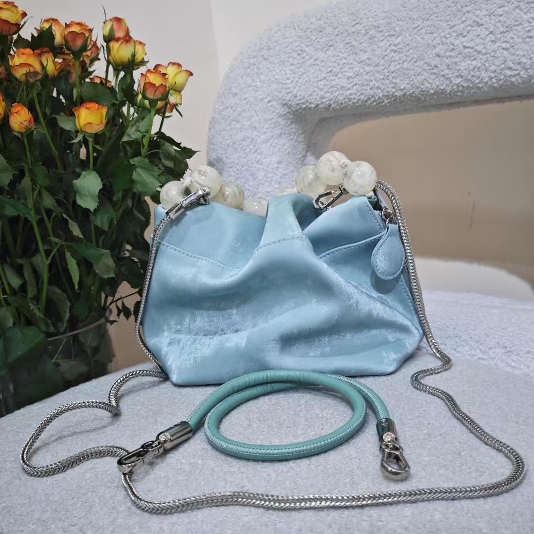 Velvet-Satin Cowhide Cloud Bag genuine leather Vintage Bag Mini Shoulder Bag for Women evening bag