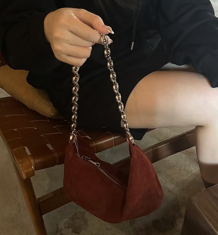 Top-Grain High-Gloss Suede Cowhide Crescent Bag (big)  Fashion Bags for Women Shoulder bag crossbody bag