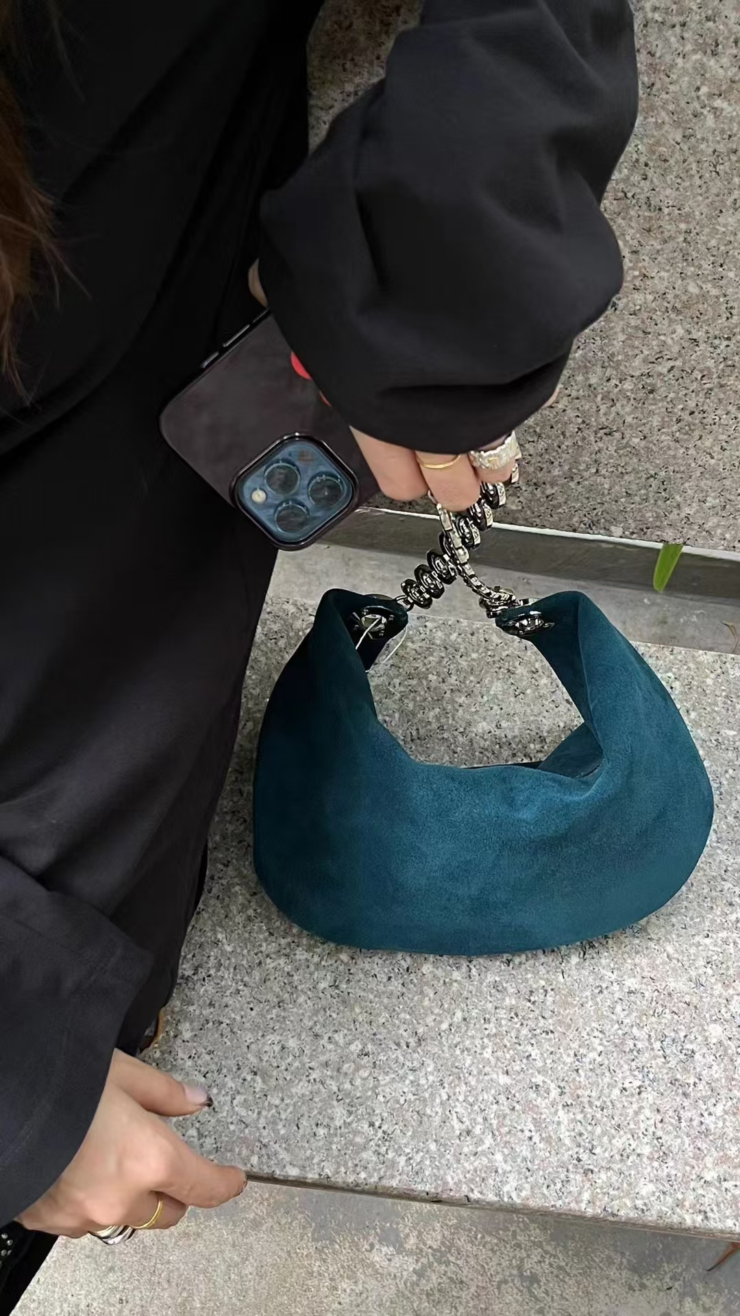 Top-Grain High-Gloss Suede Cowhide Crescent Bag (big)  Fashion Bags for Women Shoulder bag crossbody bag