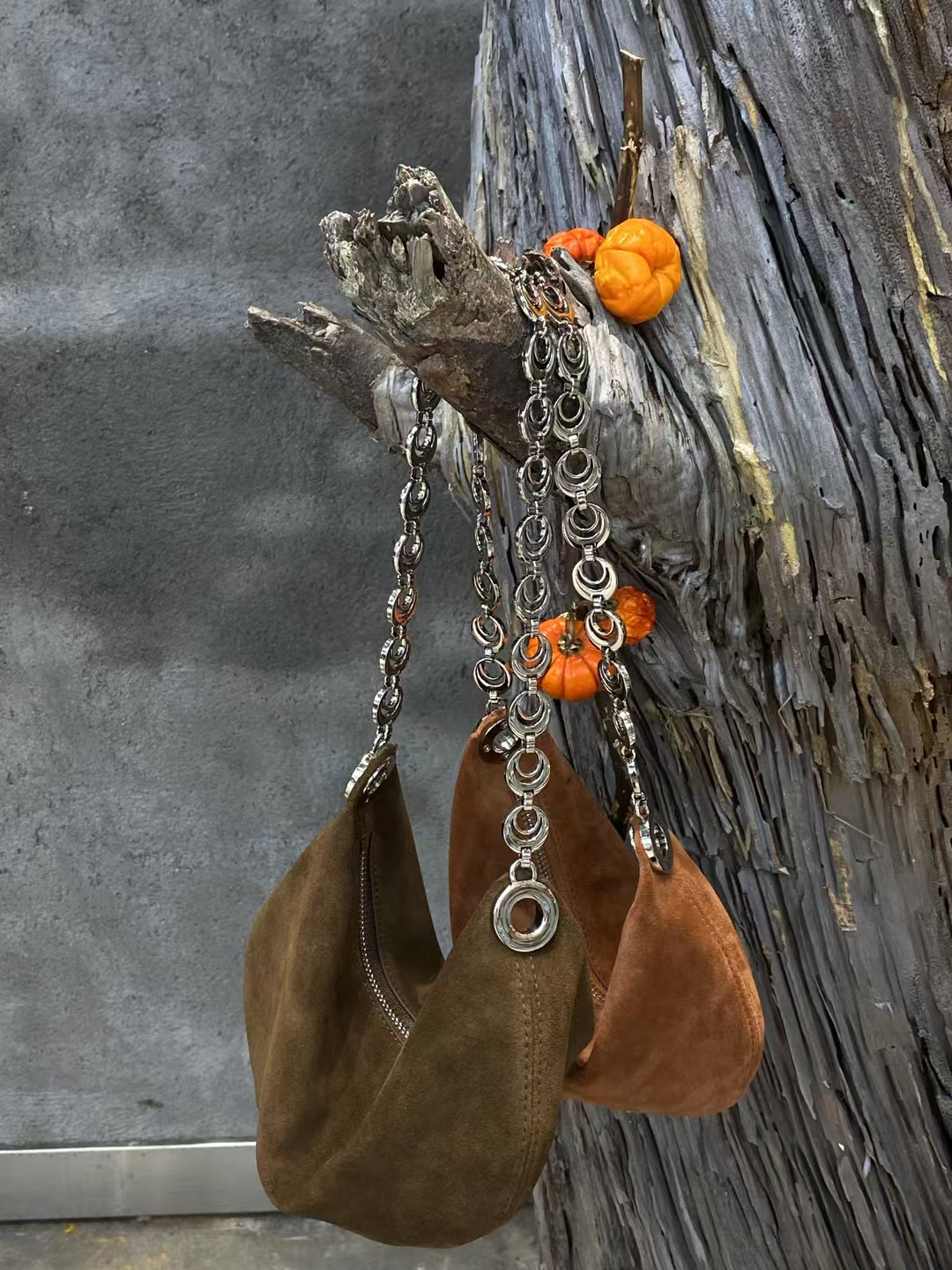 Top-Grain High-Gloss Suede Cowhide Crescent Bag （small) genuine leather women's shoulder bag