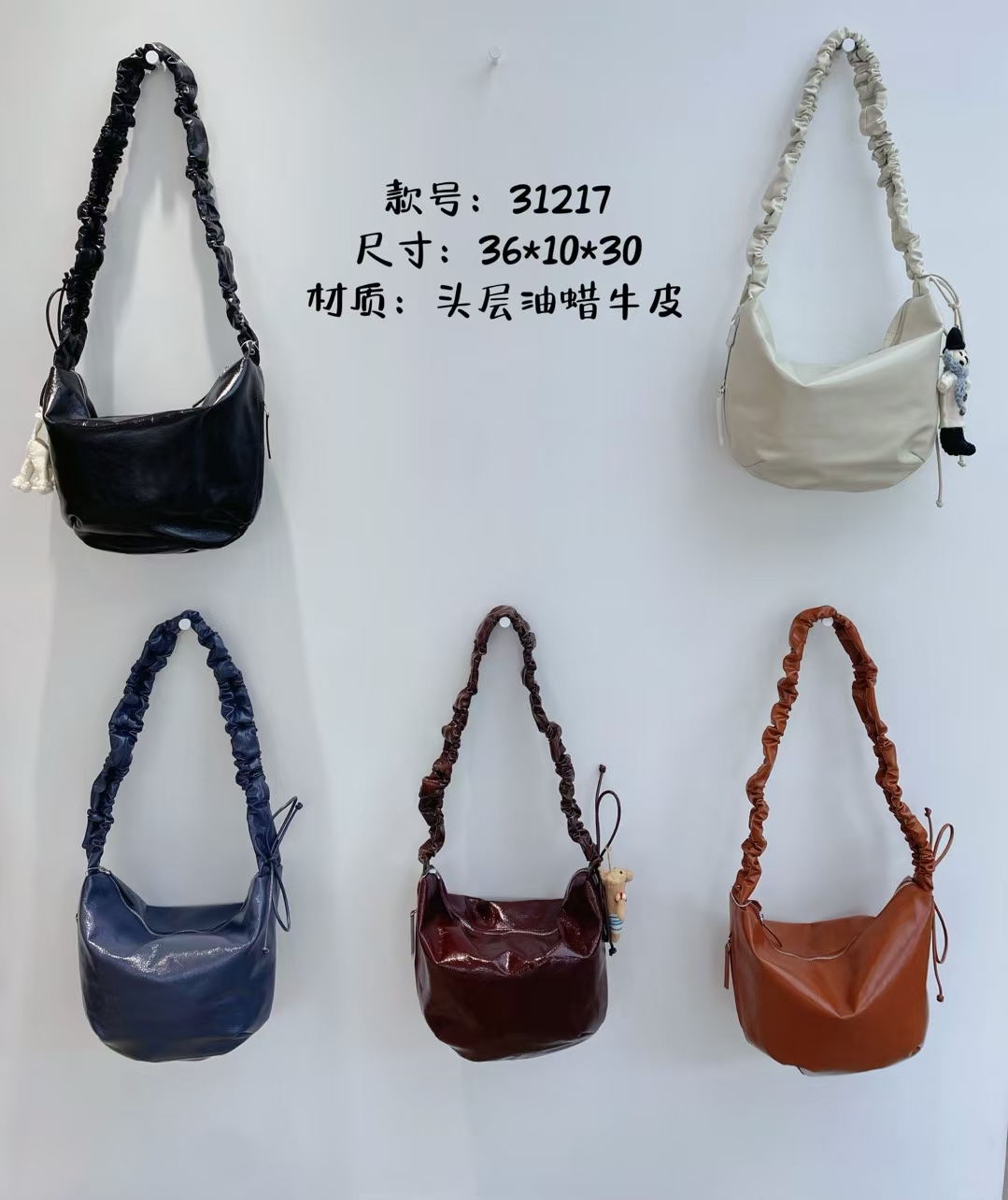 Top-Grain Oil-Waxed Leather Pillow Bag with Large Capacity genuine leather shoulder bag crossbody bag