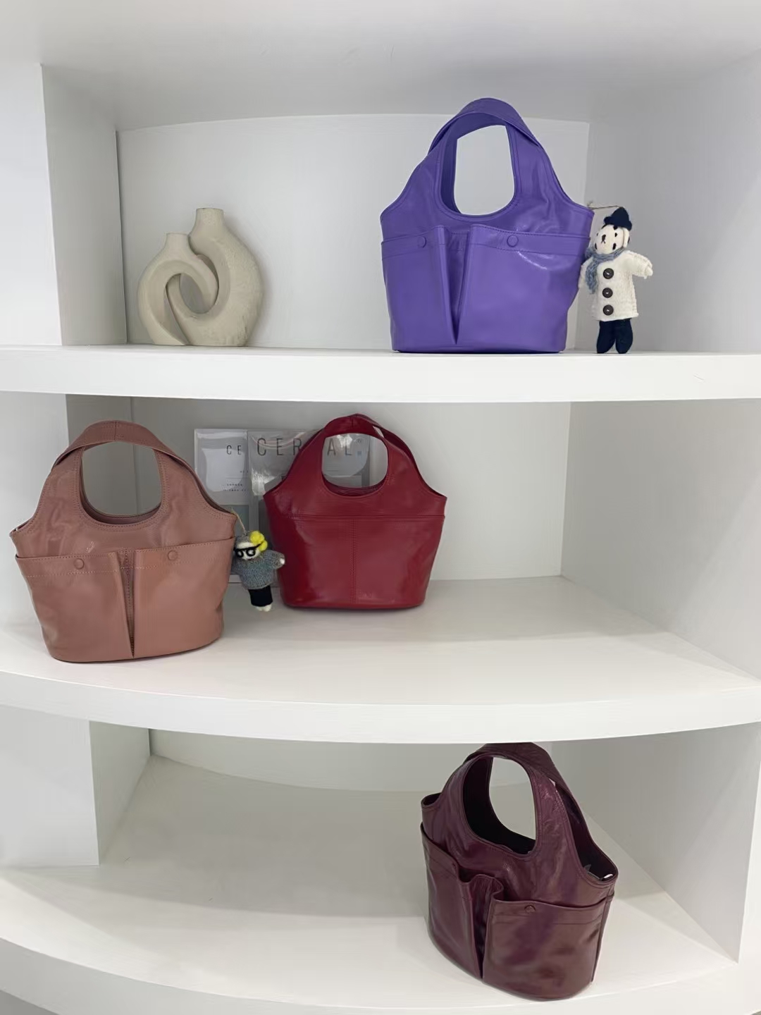 Top-Grain Oil-Waxed Cowhide Pocket genuine leather handbag Tote bag Crossbody Bag shoulder bag