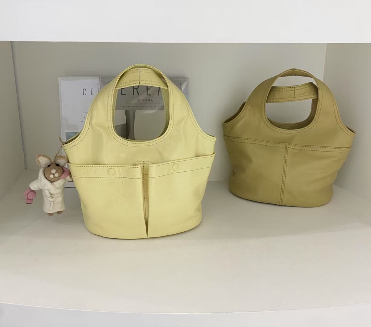 Top-Grain Oil-Waxed Cowhide Pocket genuine leather handbag Tote bag Crossbody Bag shoulder bag