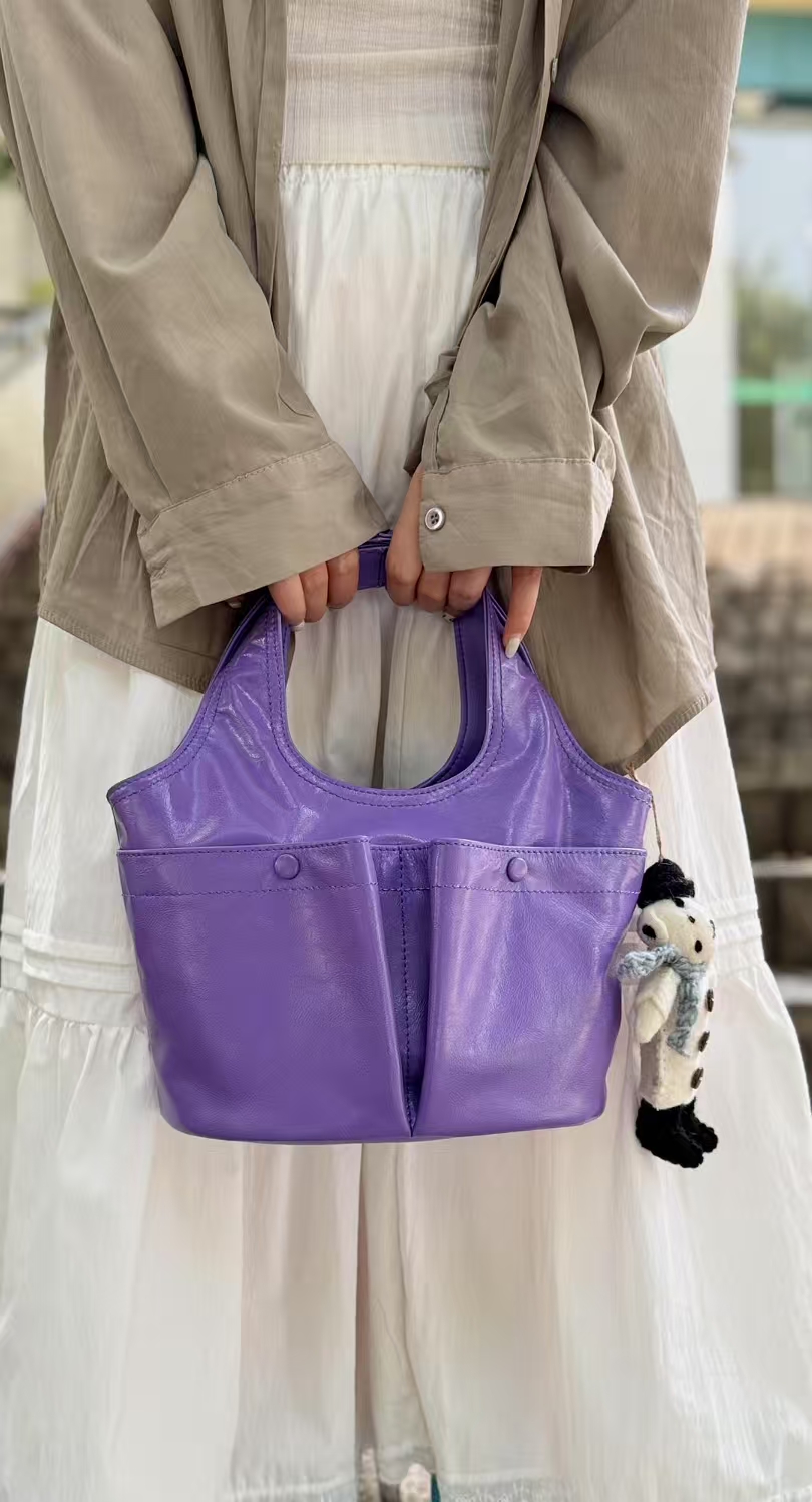 Top-Grain Oil-Waxed Cowhide Pocket genuine leather handbag Tote bag Crossbody Bag shoulder bag