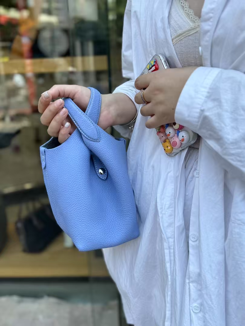 Top-Grain Full-Grain Cowhide genuine leather Basket Tote Bag (with Inner Pouch) shoulder bag crossbody bag handbag