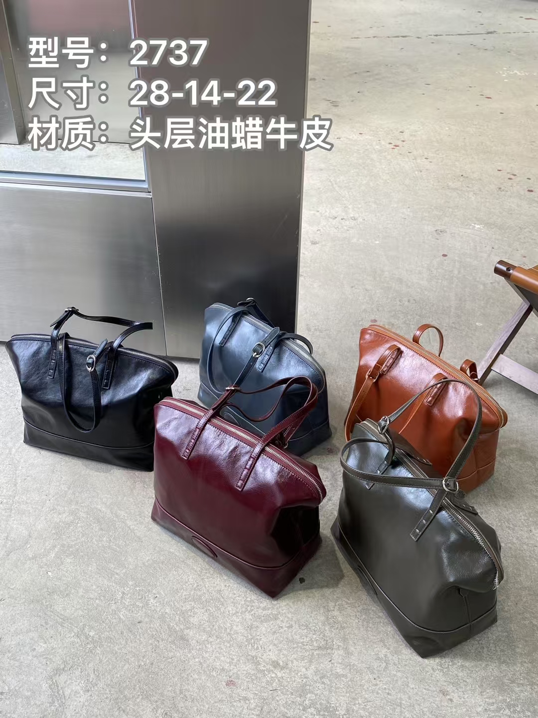 Top-Grain Oil-Waxed Cowhide Handbag large capacity genuine leather shoulder bag handbag