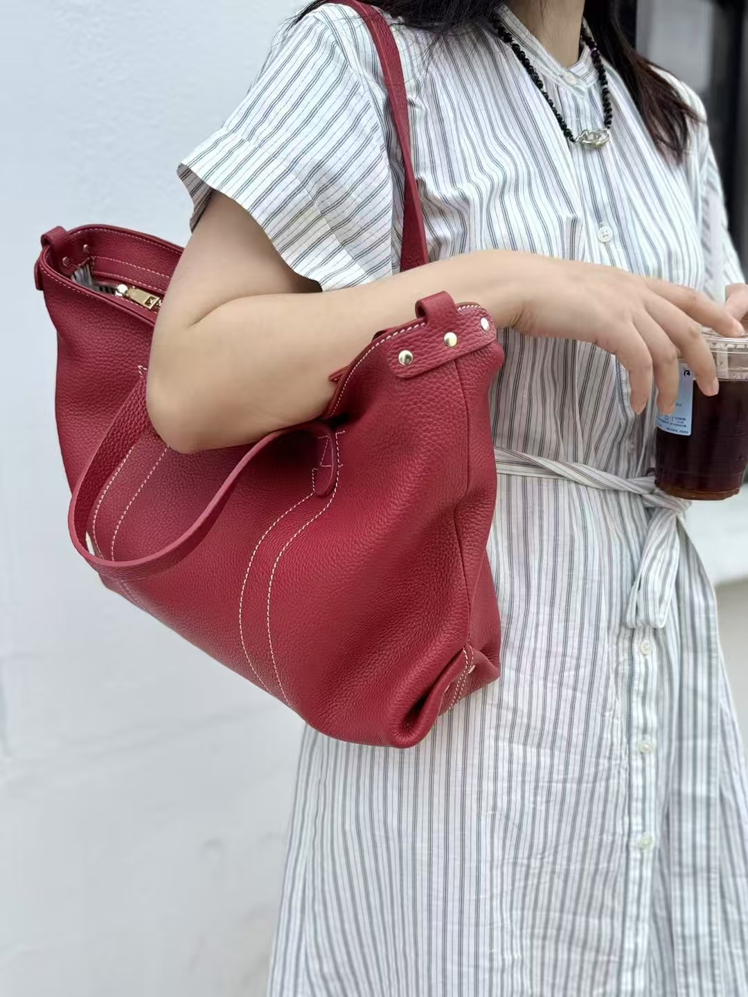 Top-Grain Full-Grain Cowhide Large-Capacity Handheld genuine leather Tote Bag handbag shoulder bag