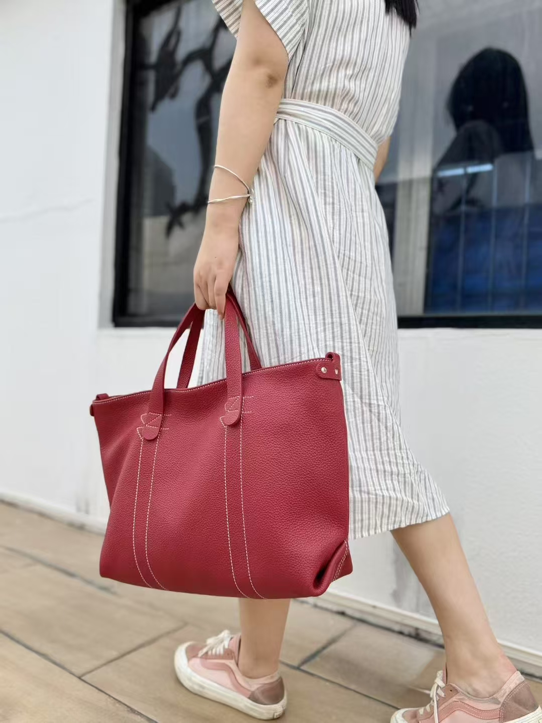 Top-Grain Full-Grain Cowhide Large-Capacity Handheld genuine leather Tote Bag handbag shoulder bag