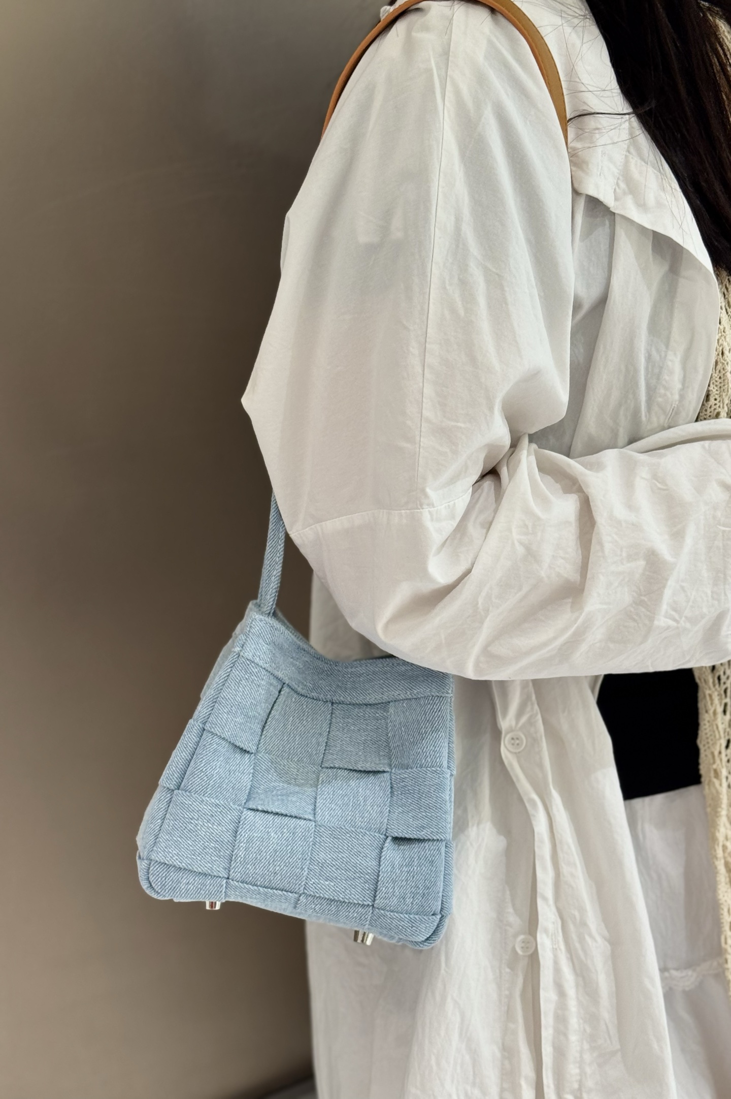 Denim Canvas Woven Basket Tote Bag women's fashion handbag crossbody bag shoulder bag
