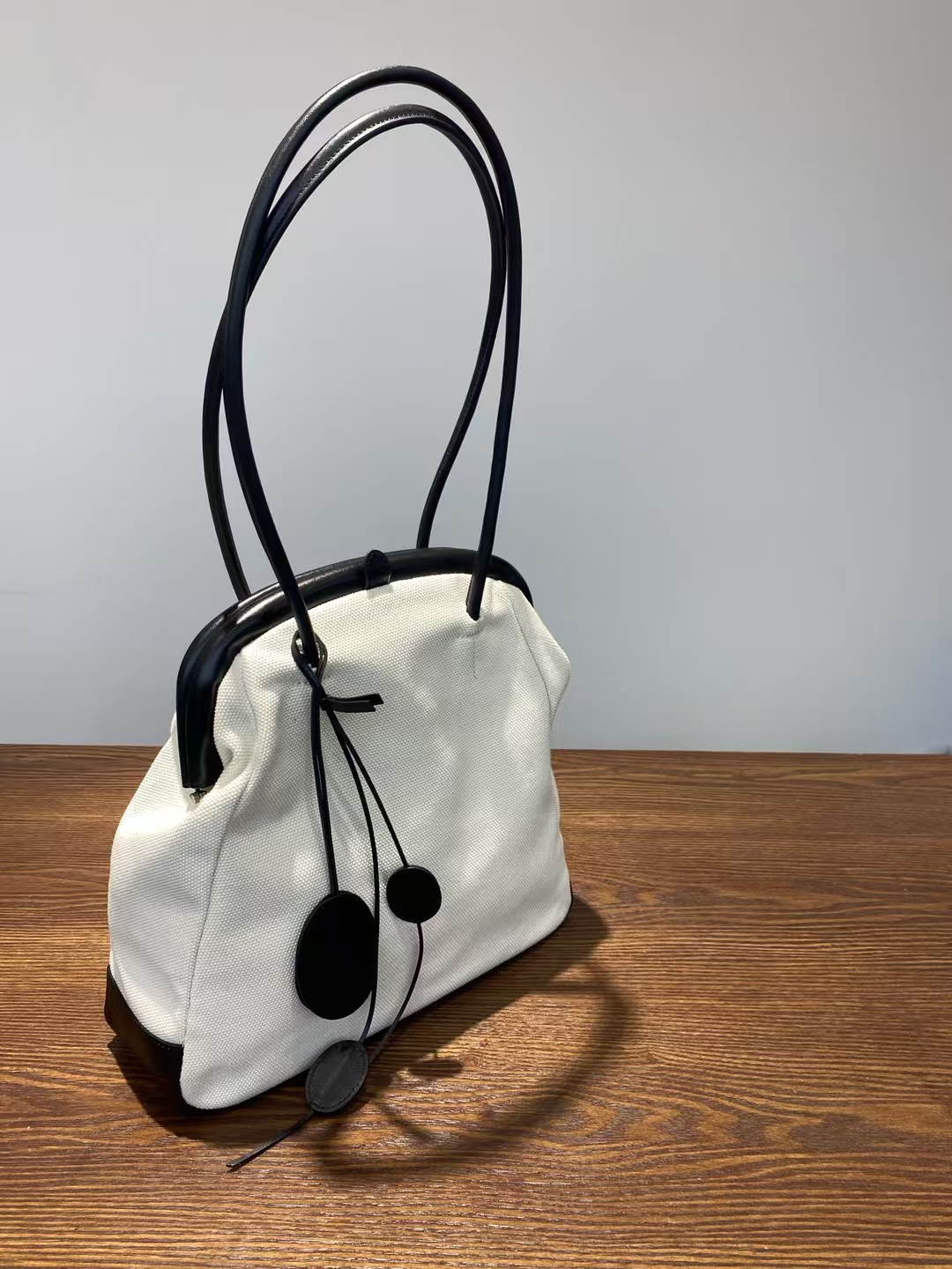 Vegetable-Tanned Cowhide Patchwork Canvas Denim Pocket Shoulder Bag handbag