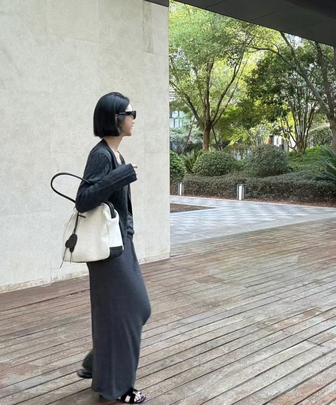 Vegetable-Tanned Cowhide Patchwork Canvas Denim Pocket Shoulder Bag handbag