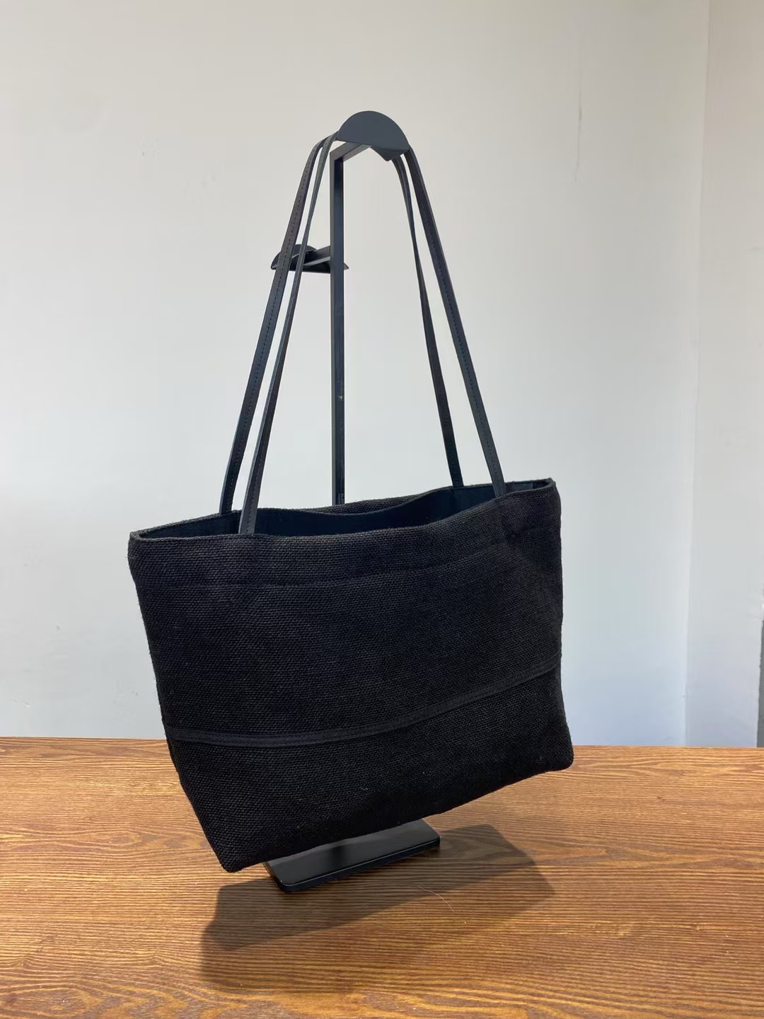 Cotton-Linen and Leather Straps Large-Capacity Tote Shoulder Bag  women's fashion bag