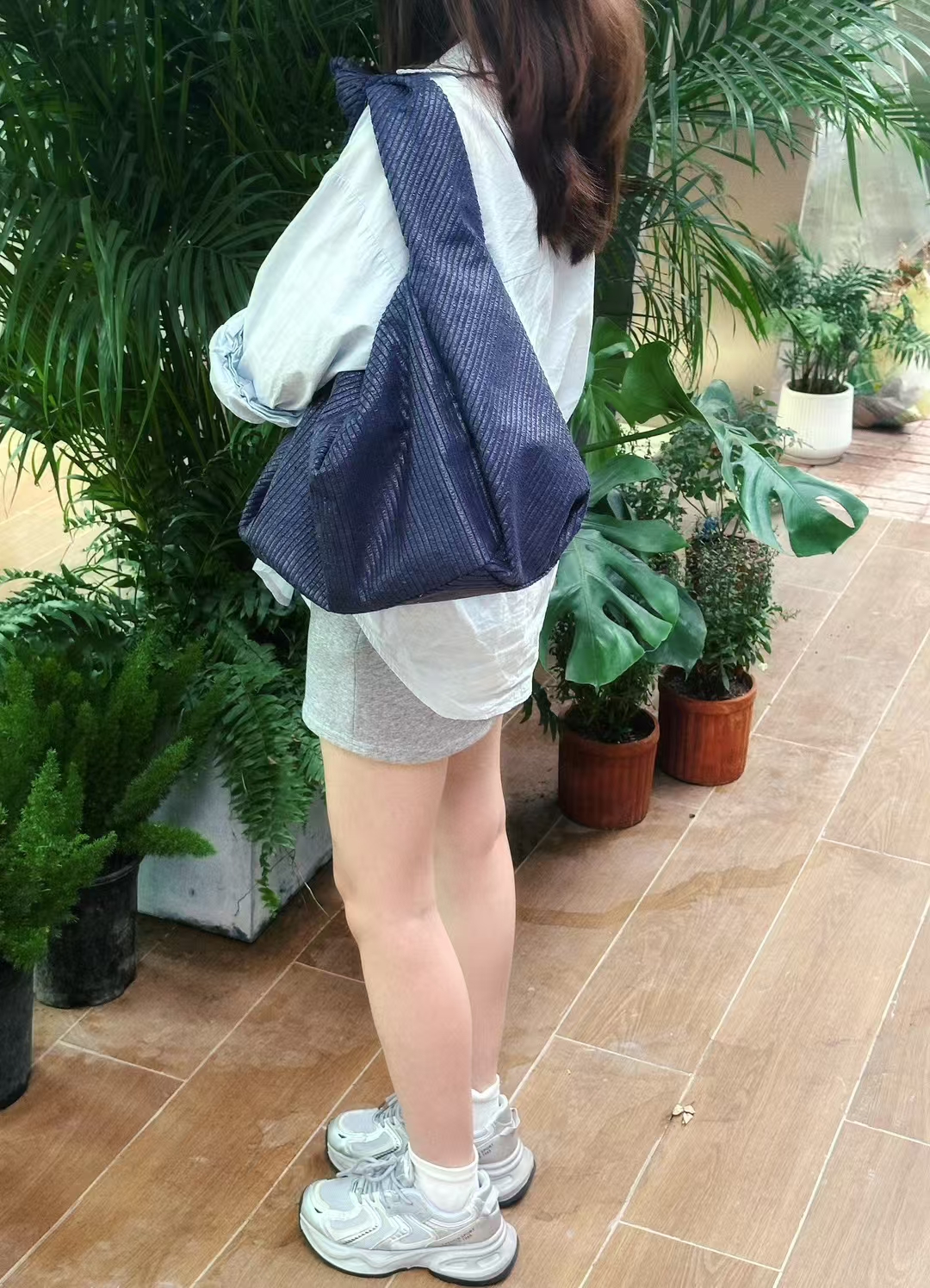 Striped Fabric  Large-Capacity Tote Shoulder Bag   handbag women's fashion bag