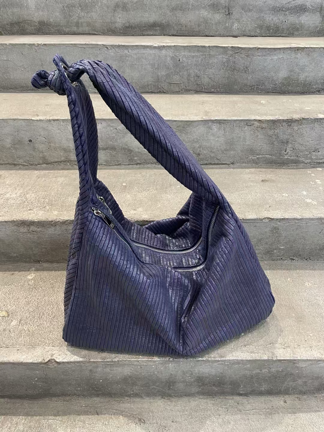 Striped Fabric  Large-Capacity Tote Shoulder Bag   handbag women's fashion bag