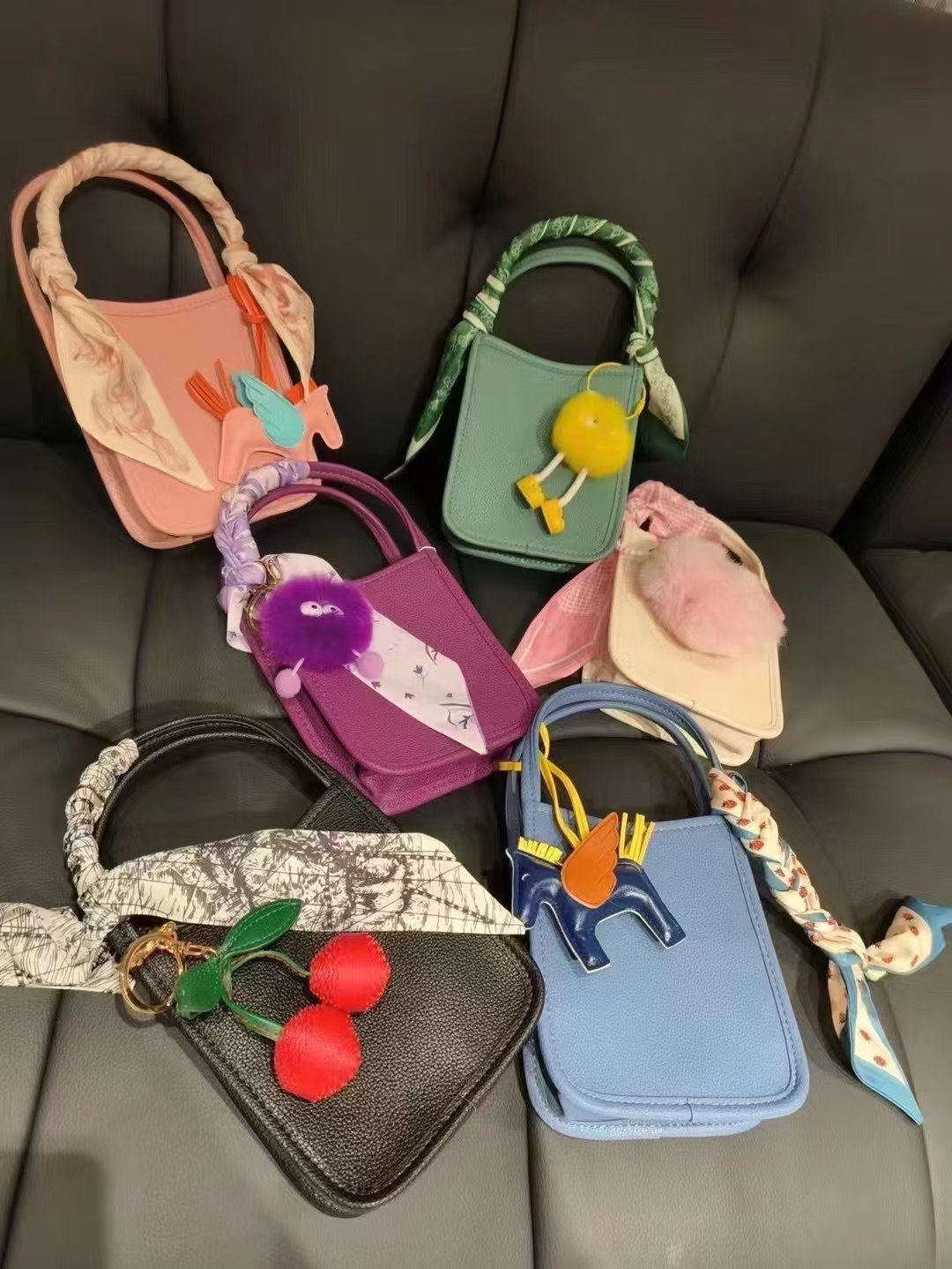 Top-Grain Cowhide Chain genuine leather  Phone Bag mini shoulder bag crossbody bag