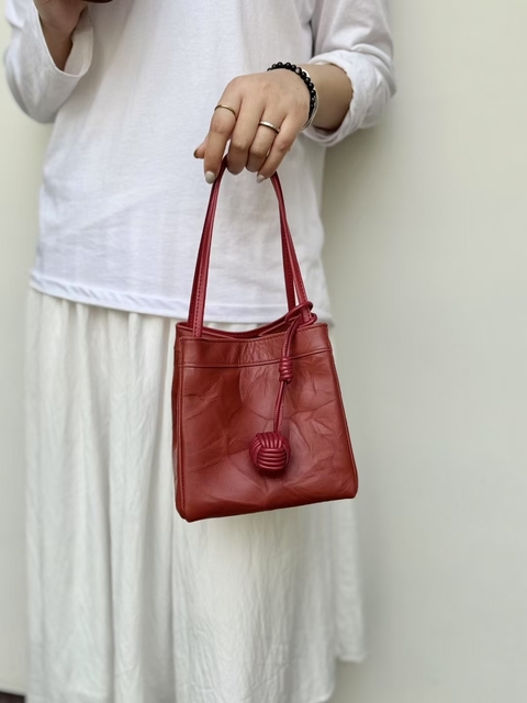 Top-Grain Cowhide Hand-Grabbed Texture Basket-Style  Small Square Bag genuine leather handbag shoulder bag