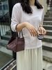 Top-Grain Cowhide Hand-Grabbed Texture Basket-Style  Small Square Bag genuine leather handbag shoulder bag