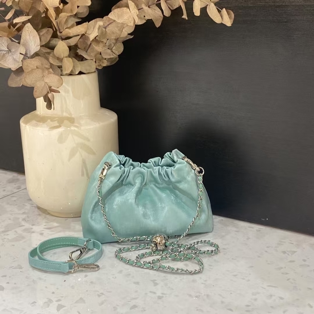 Velvet-Satin Cowhide Small Gold Ball Shoulder & Crossbody Bag Mini Shoulder Bag for Women