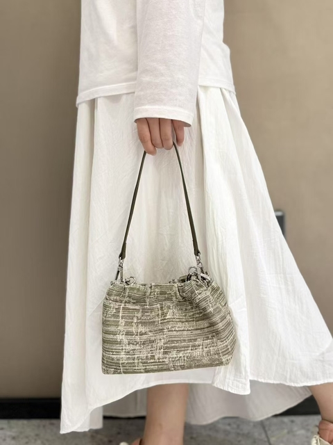 Top-grain Cowhide Small Gold Balls Woven Shoulder & Crossbody Bag Mini Shoulder Bag for Women
