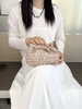Top-grain Cowhide Small Gold Balls Woven Shoulder & Crossbody Bag Mini Shoulder Bag for Women