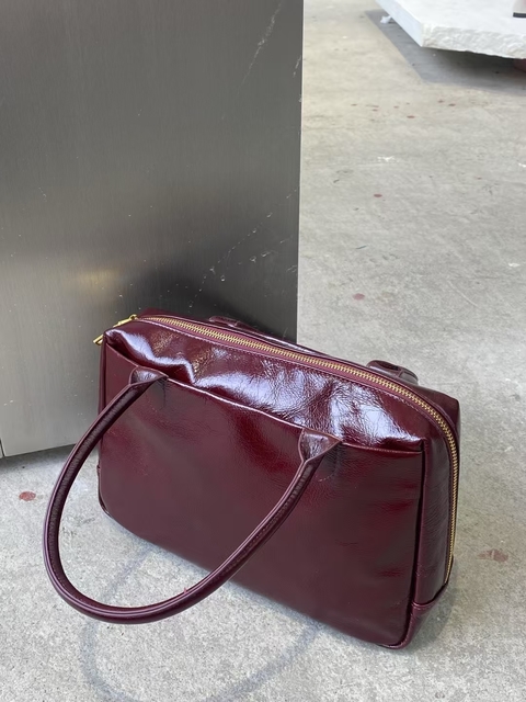 Top-Grain Oil-Waxed Cowhide Handheld genuine leather Tote Bag work bag handbag