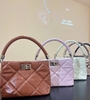 Top-Grain Oil-Waxed Cowhide Diamond-Quilted Handbag Shoulder Bag genuine leather evening handbagbag