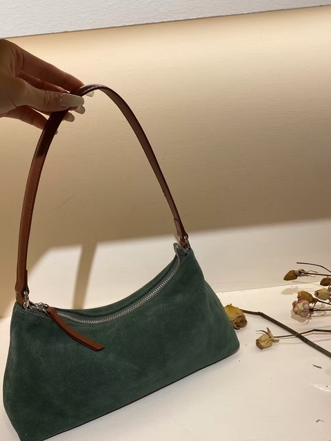 Top-Grain High-Gloss Suede Cowhide Underarm Baguette Bag  Fashion Bags for Women shoulder bag