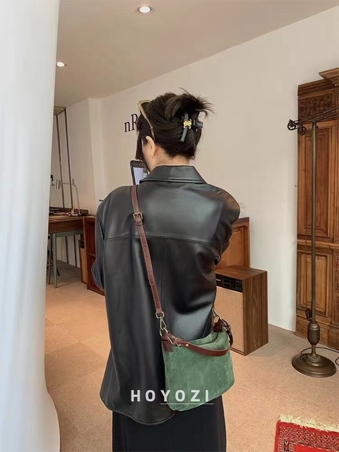 Top-Grain High-Gloss Matte Vintage Women's Baguette Bag Shoulder bag Crossbody bag Fashion Bags for Women
