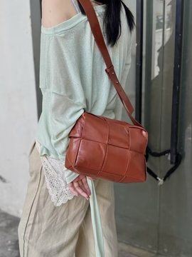 Top-Grain Oil-Waxed Cowhide Woven genuine leather Women's shoulder bag Crossbody Bag