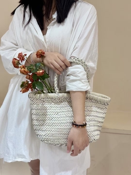 Top-Grain Cowhide Fully Handwoven Basket Tote Bag large capacity genuine leather handbag shoulder bag