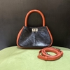 Top-grain Oil-Waxed Cowhide Color-Blocking genuine leather mini Handbag & Crossbody Bag evening bag