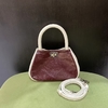 Top-grain Oil-Waxed Cowhide Color-Blocking genuine leather mini Handbag & Crossbody Bag evening bag