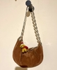 Top-Grain High-Gloss Suede Cowhide Crescent Bag （small) genuine leather women's shoulder bag