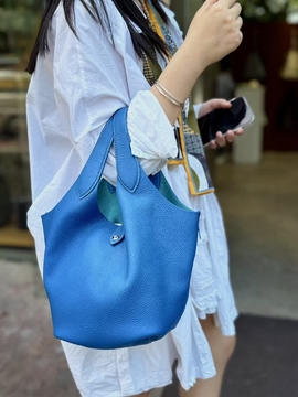 Top-Grain Cowhide Basket Tote Bag (with Inner Pouch) large capacity genuine leather handbag
