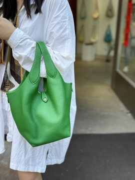 Top-Grain Cowhide Basket Tote Bag (with Inner Pouch) large capacity genuine leather handbag