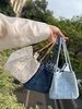 Denim Canvas Woven Basket Tote Bag women's fashion handbag crossbody bag shoulder bag
