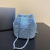 Canvas Denim Chanel-Inspired Diamond Lattice Chain Bucket Bag women's fashion  shoulder crossbody bag