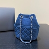 Canvas Denim Chanel-Inspired Diamond Lattice Chain Bucket Bag women's fashion  shoulder crossbody bag