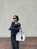 Vegetable-Tanned Cowhide Patchwork Canvas Denim Pocket Shoulder Bag handbag